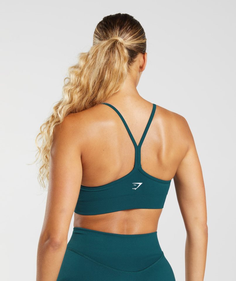 Women's Gymshark Sweat Seamless Sports Bra Turquoise | CA 8105DN